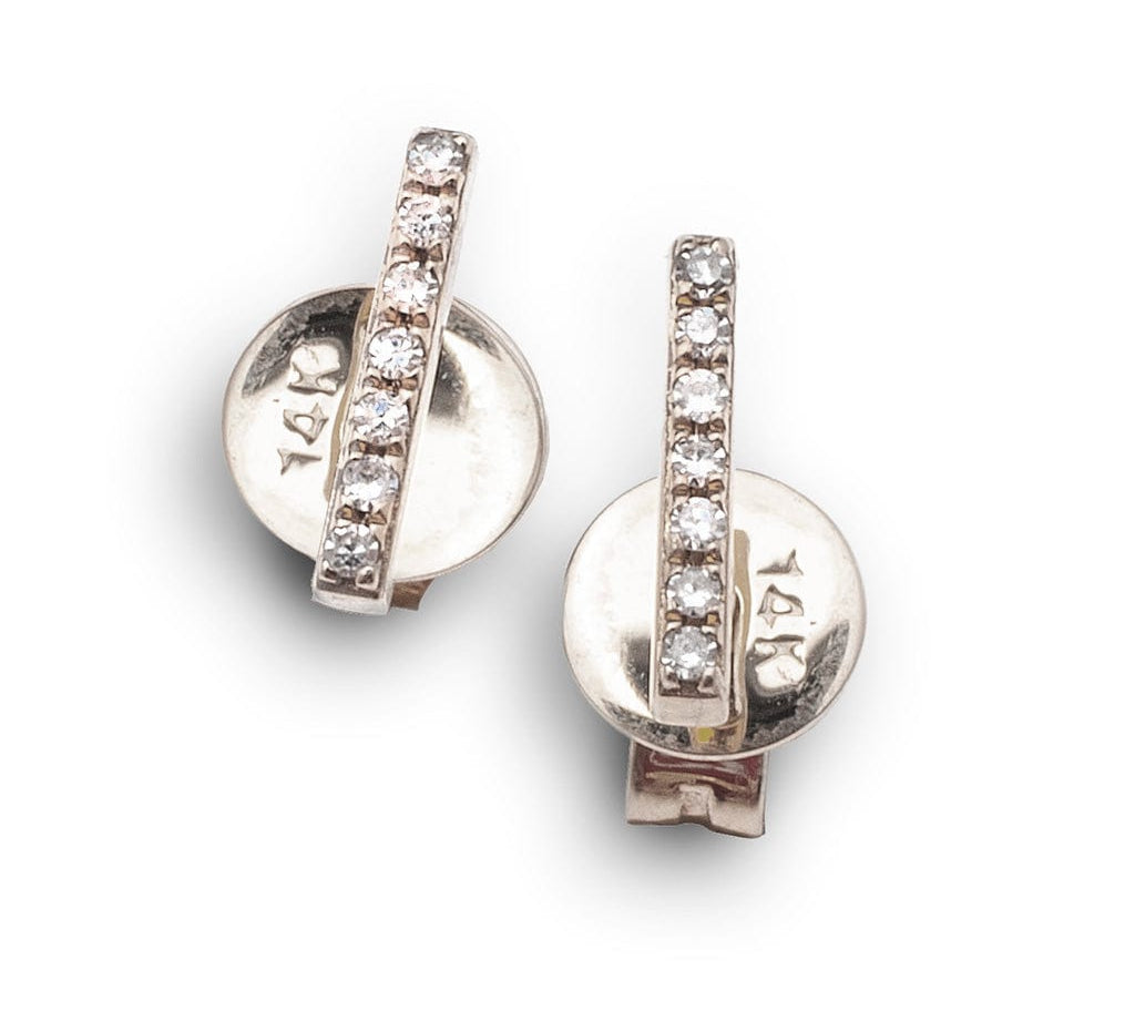 Earrings White Gold Diamond Bar Stud Earrings