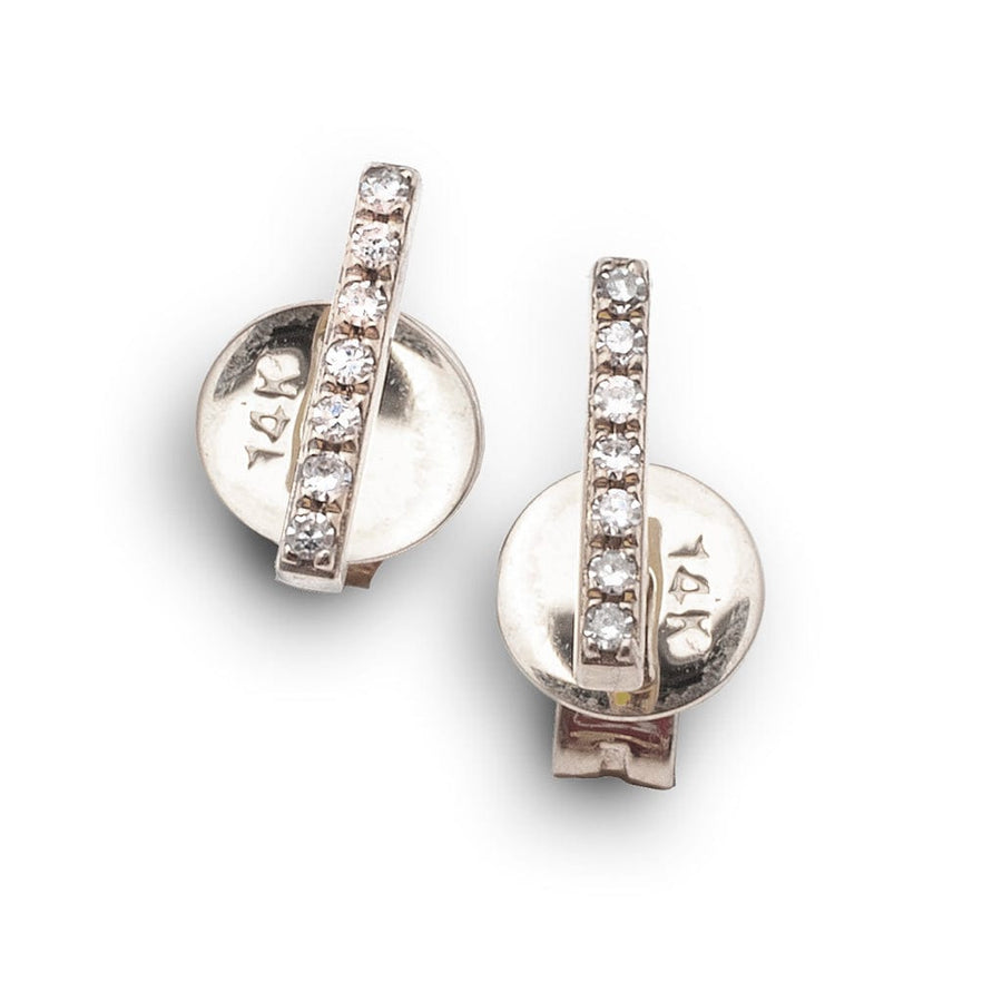 Earrings White Gold Diamond Bar Stud Earrings