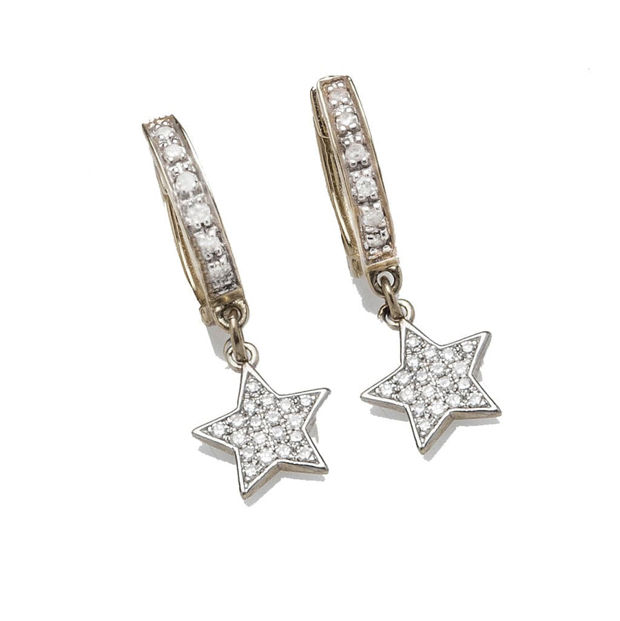 Earrings White Gold Diamond Hoop Earrings with Diamond & Gold Stars