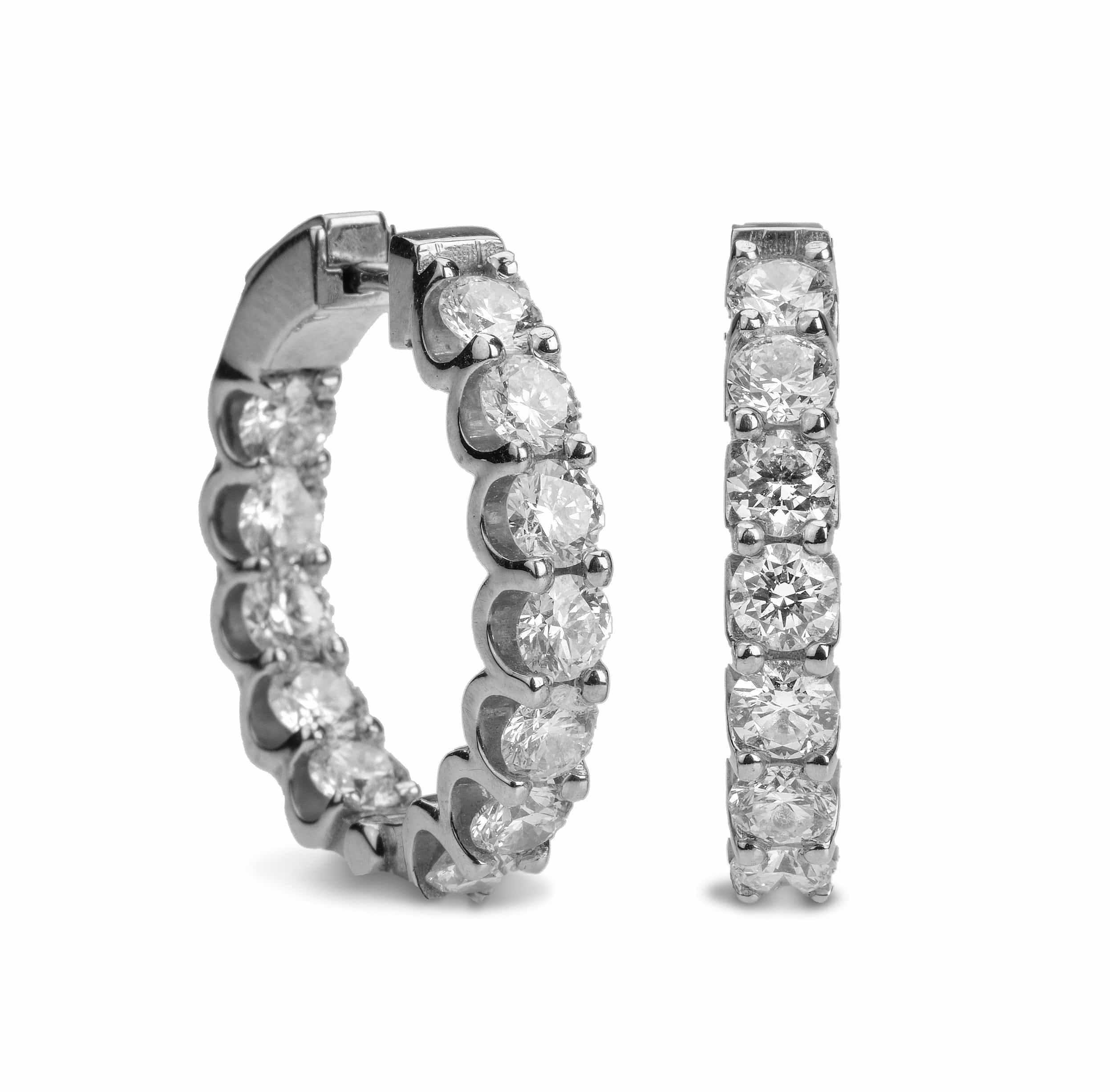 Earrings White Gold Diamond Inside-Outside Hoop Earrings, Large