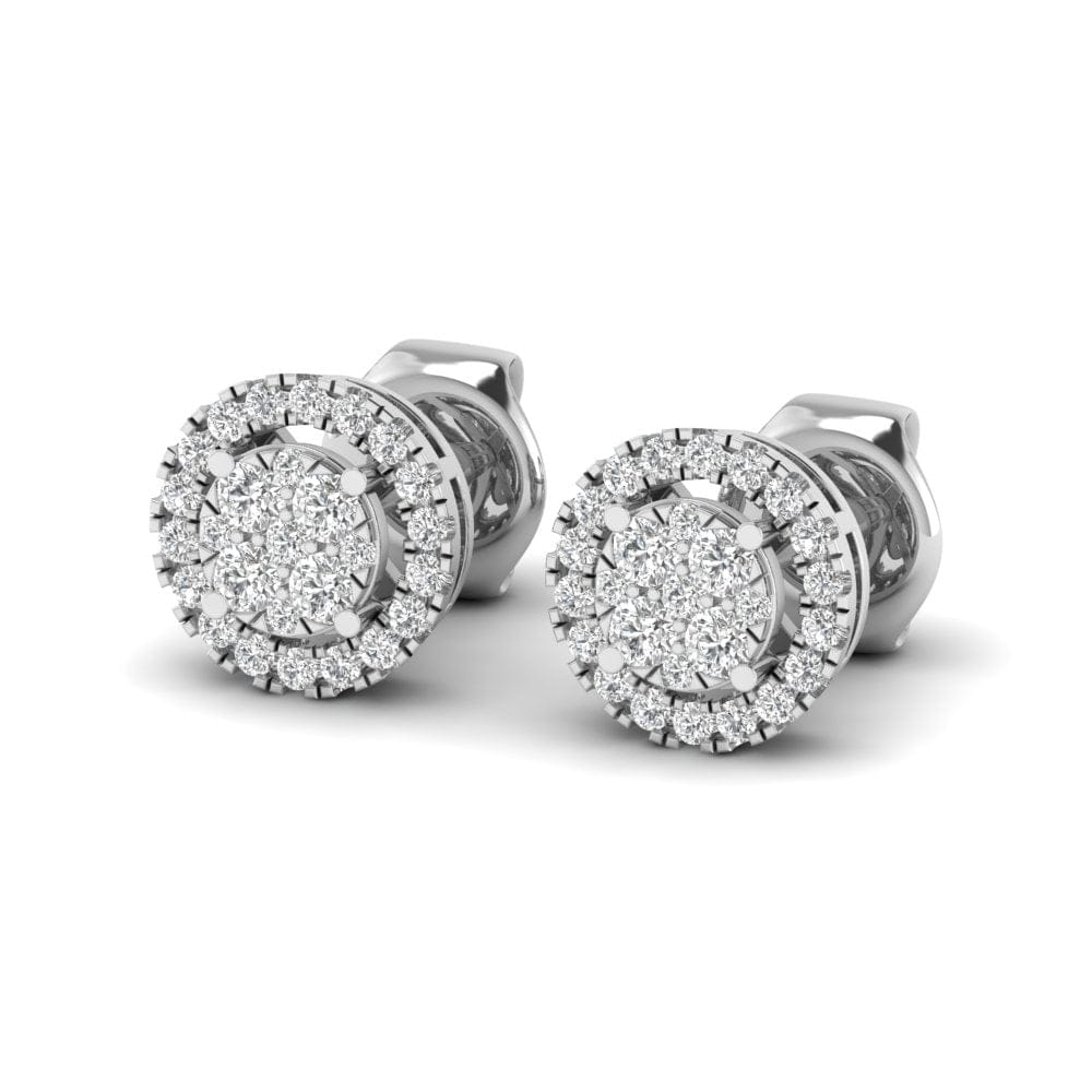 Earrings White Gold Halo Diamond Stud Earrings Lab Grown