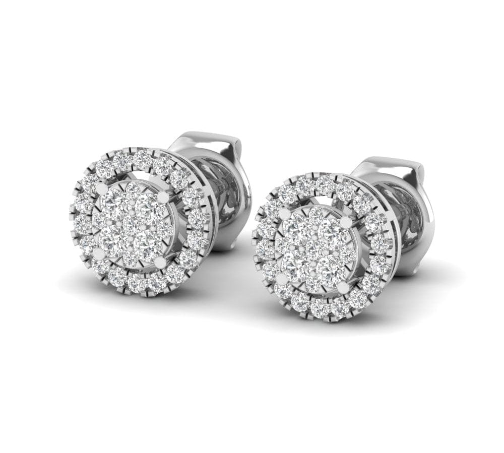 Earrings White Gold Halo Diamond Stud Earrings Lab Grown