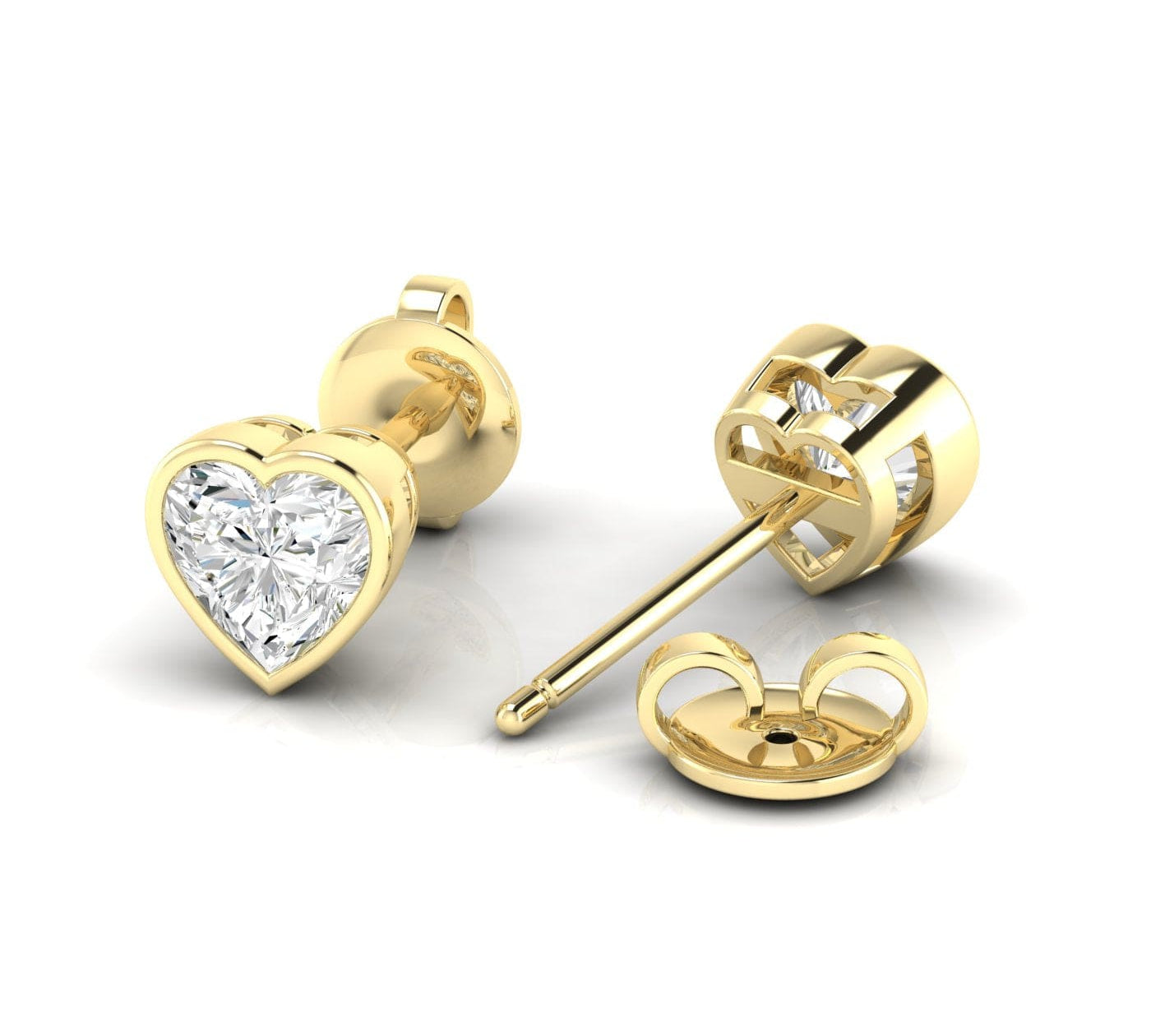 Earrings Yellow Gold / 14K / .5 carats total weight 14K & 18K Gold Heart Bezel Set Stud Earrings