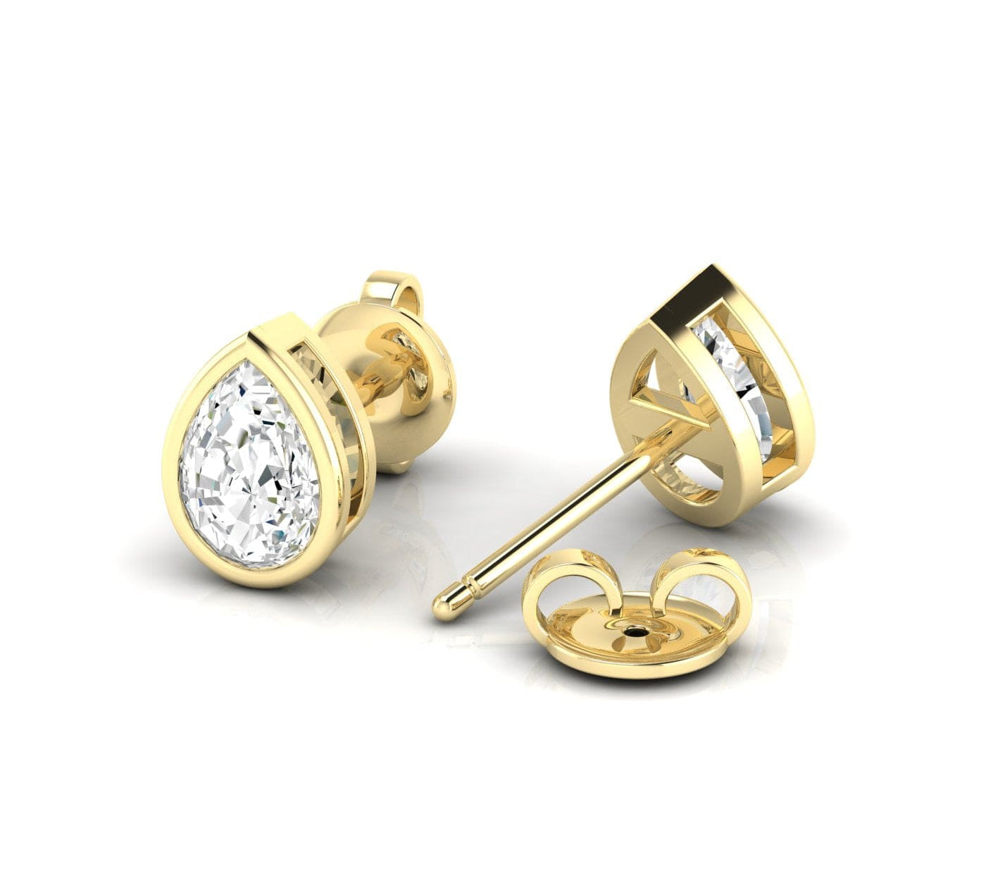 Earrings Yellow Gold / 14K / .5 carats total weight 14K & 18K Gold Pear Bezel Set Diamond Stud Earrings, Lab Grown