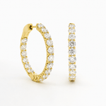 Earrings Yellow Gold 14K Gold Diamond Inside-Outside Hoop Earrings, XLarge, Lab Grown