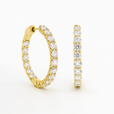 Earrings Yellow Gold 14K Gold Diamond Inside-Outside Hoop Earrings, XLarge, Lab Grown
