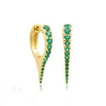 Earrings Yellow Gold 14K Gold Emerald Dagger Hoops Earrings