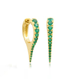 Earrings Yellow Gold 14K Gold Emerald Dagger Hoops Earrings