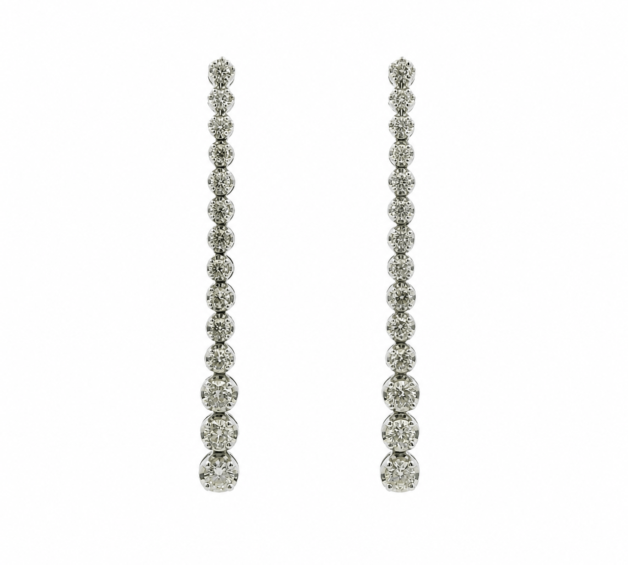 Earrings Yellow Gold 14K Gold Graduated Round Diamond Drop Earrings