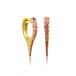 Earrings Yellow Gold 14K Gold Pink Sapphire Dagger Hoops Earrings