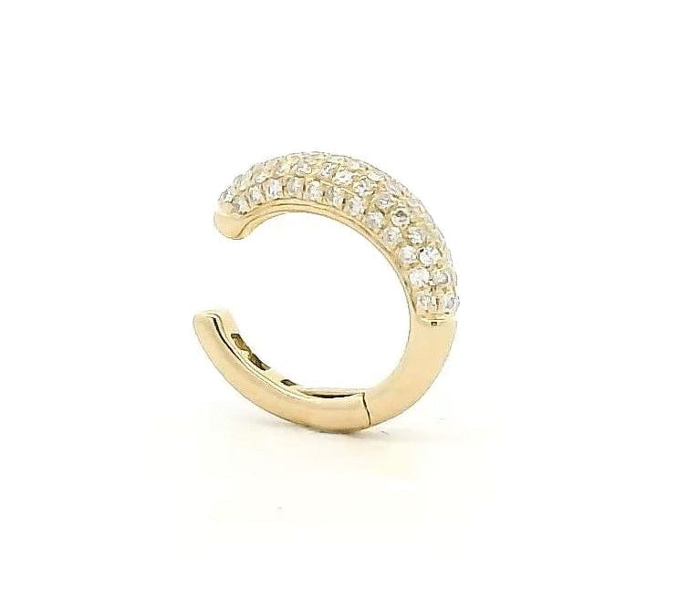 Earrings Yellow Gold 14K Gold Puffy Pave Diamond Cuff Hoop Earring