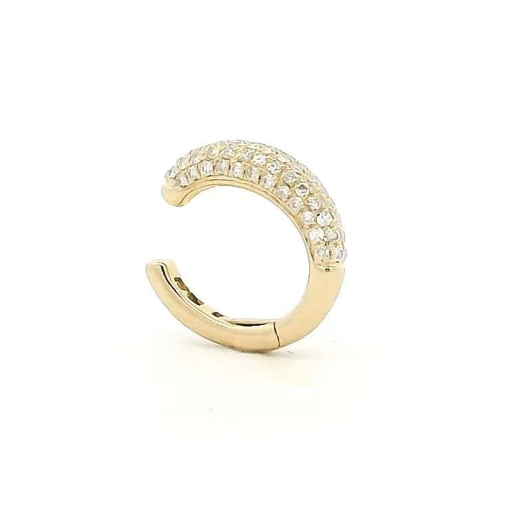 Earrings Yellow Gold 14K Gold Puffy Pave Diamond Cuff Hoop Earring