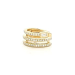 Earrings Yellow Gold 14K Gold Triple Row Emerald Diamond Cuff Hoop Earring