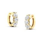 Earrings Yellow Gold 14K or 18K Gold East West Round Diamond Huggie Hoop Earrings, lab grown