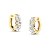 Earrings Yellow Gold 14K or 18K Gold East West Round Diamond Huggie Hoop Earrings, lab grown