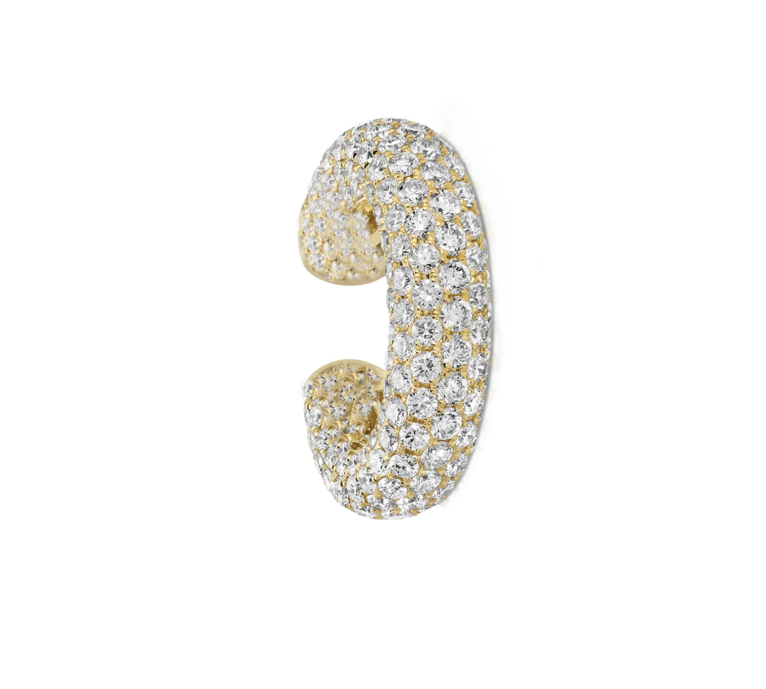 Earrings Yellow Gold 14K or 18K Gold Pave Diamond Cuff Earring