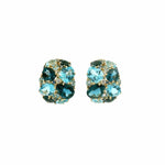 Earrings Yellow Gold 18K Blue Topaz, London Blue Topaz, Blue Sapphire and Diamond Drop Earrings