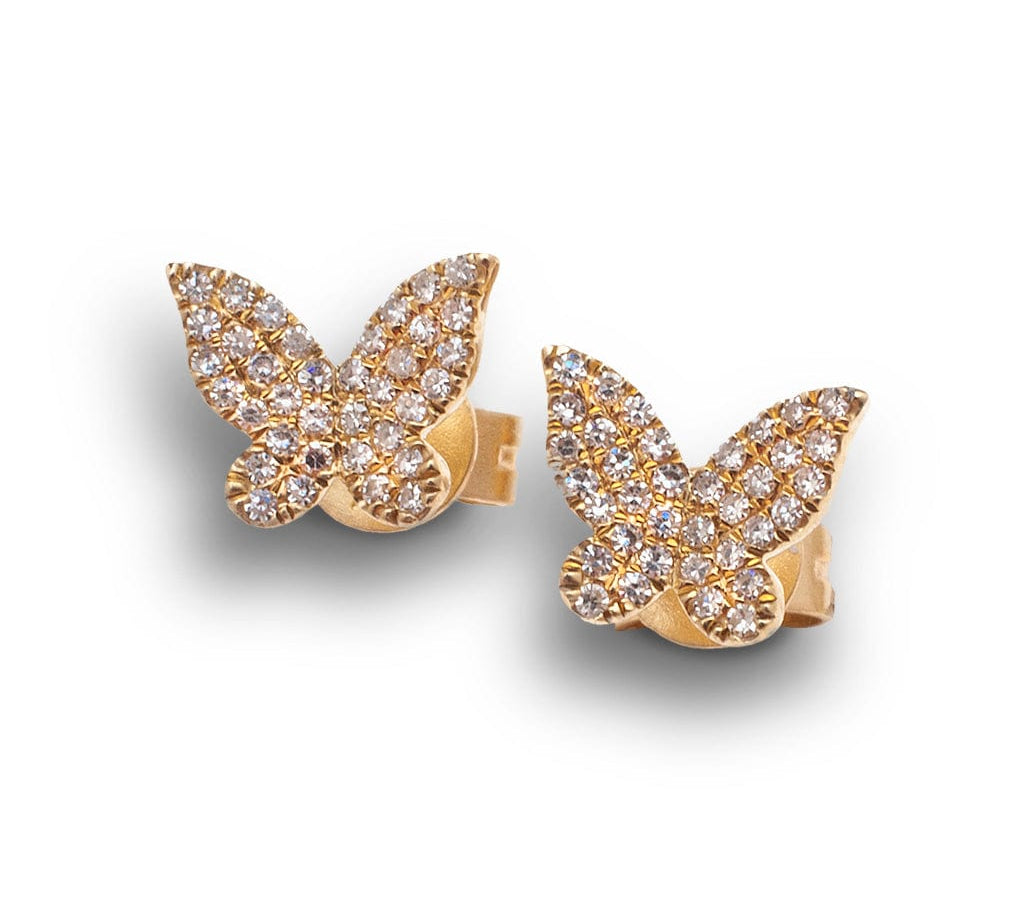 Earrings Yellow Gold Butterfly Diamond Stud Earrings