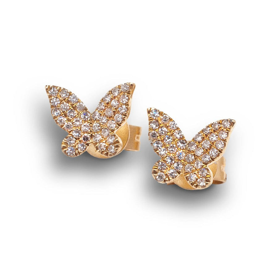 Earrings Yellow Gold Butterfly Diamond Stud Earrings