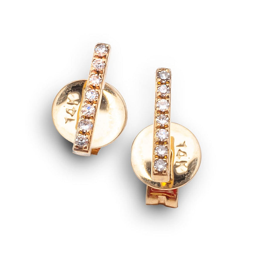 Earrings Yellow Gold Diamond Bar Stud Earrings