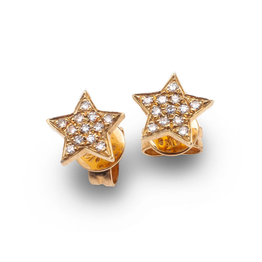 Earrings Yellow Gold Star Diamond Stud Earrings