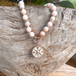 Necklace 14 & 18K Diamond & Pink Opal Necklace.