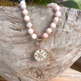 Necklace 14 & 18K Diamond & Pink Opal Necklace.