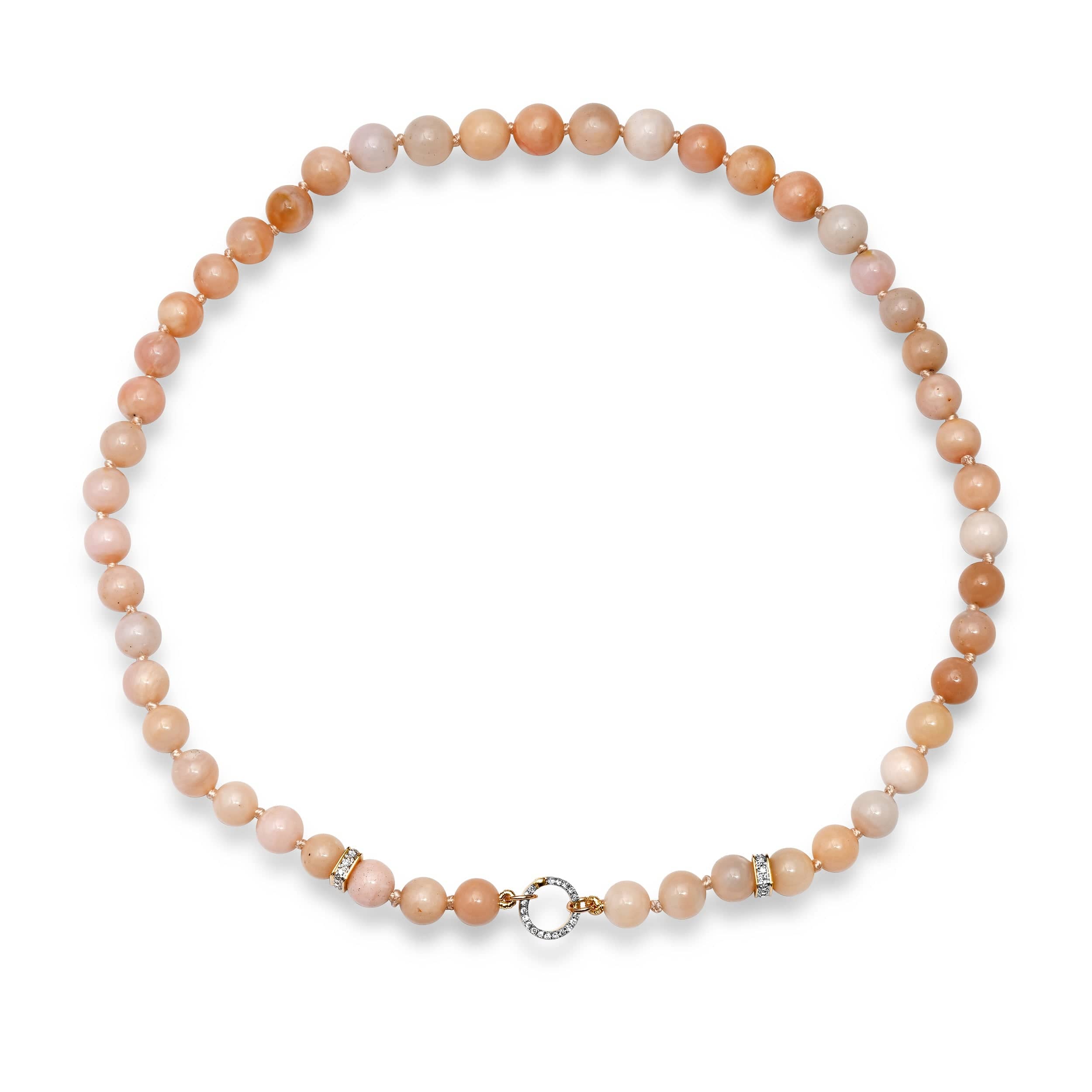 Necklace 14 & 18K Diamond & Pink Opal Necklace.