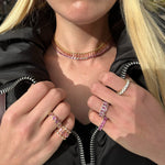 Necklace 14 & 18K Diamond & Pink Sapphire Dot-Dash Necklace