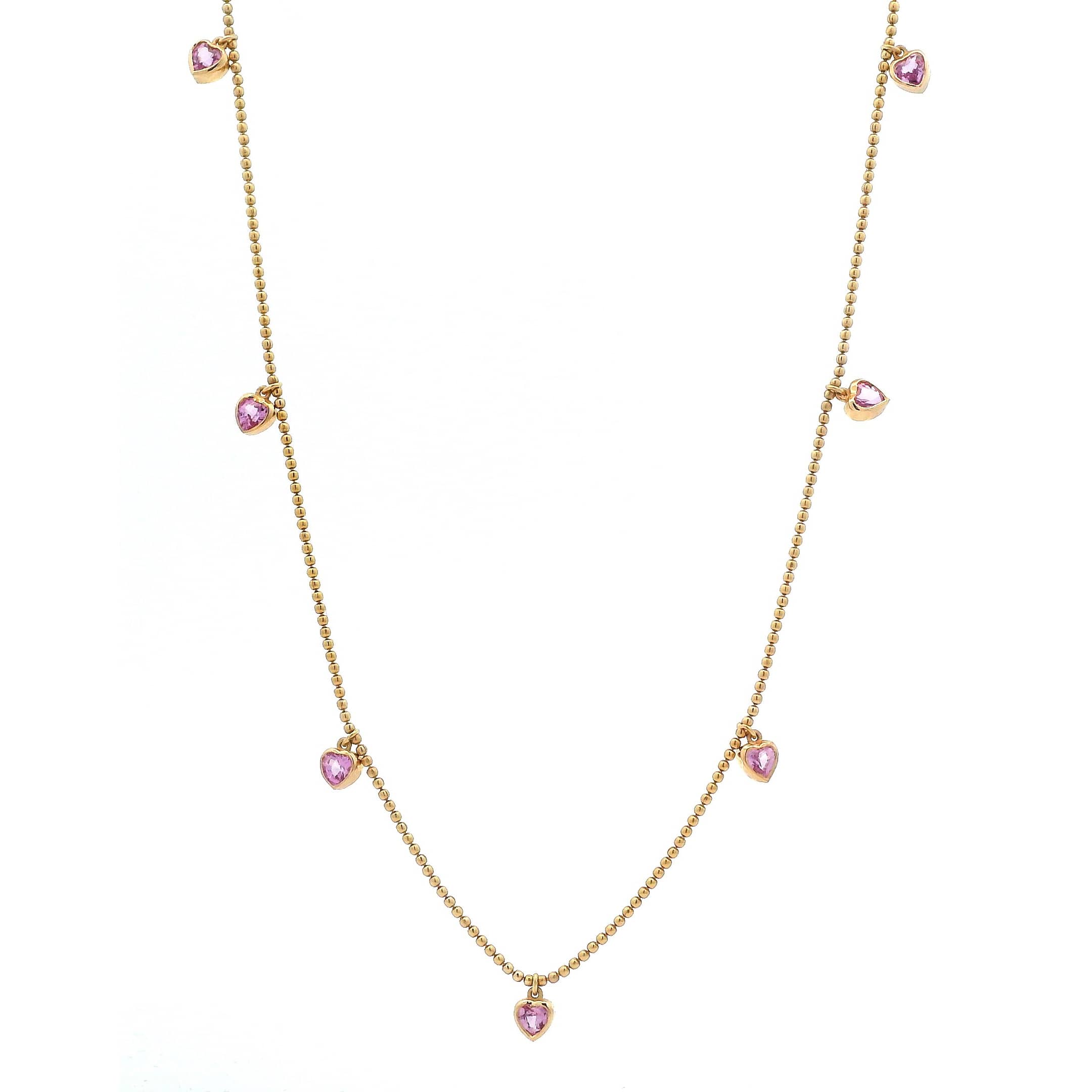 Necklace 14 & 18K Gold Pink Sapphire Heart Bezel Necklace
