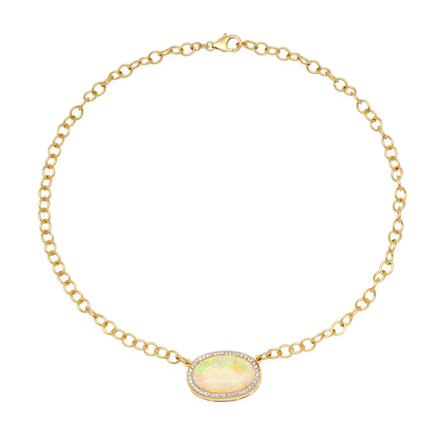 Necklace 14K & 18K Opal & Diamond  Necklace