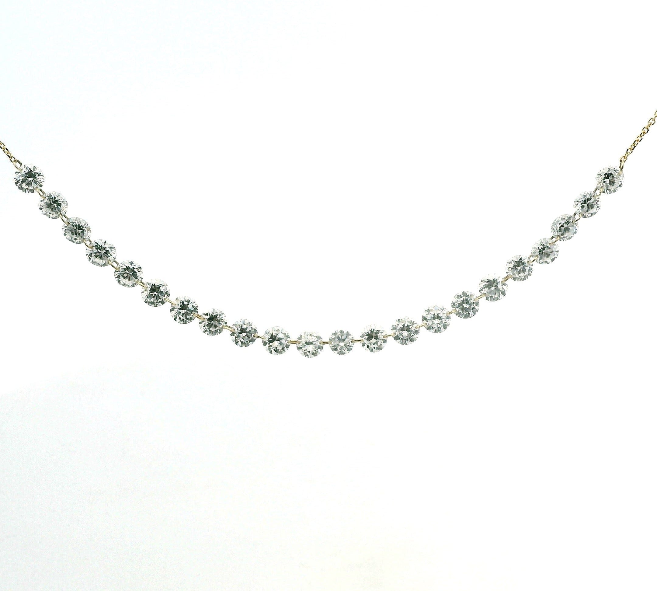 Necklace 16"-18" / Yellow Gold / 18K 18K Gold Diamond Strand invisible Set Drilled Diamond and Chain Necklace, 4.4 cts, Lab Grown (Copy)