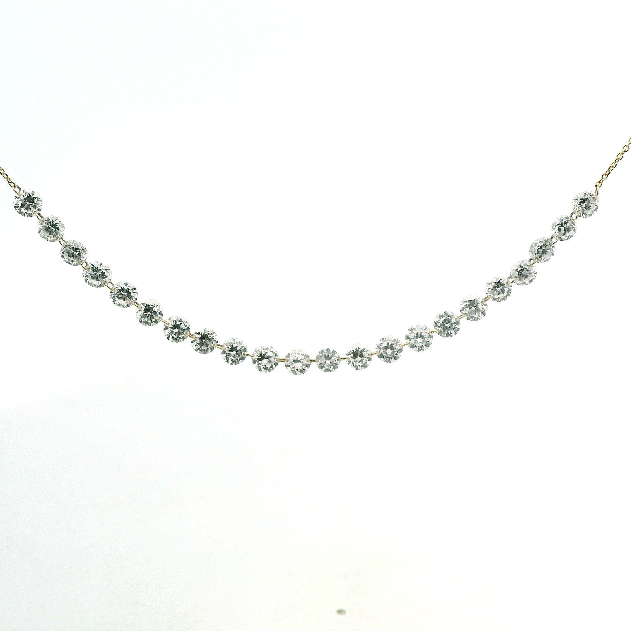 Necklace 16"-18" / Yellow Gold / 18K 18K Gold Diamond Strand invisible Set Drilled Diamond and Chain Necklace, 4.4 cts, Lab Grown (Copy)