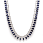 Necklace 16" / Yellow Gold / 14K 14 & 18K Diamond & Blue Sapphire Dot-Dash Necklace, Large