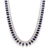 Necklace 16" / Yellow Gold / 14K 14 & 18K Diamond & Blue Sapphire Dot-Dash Necklace, Large