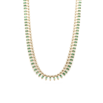 Necklace 16" / Yellow Gold / 14K 14 & 18K Diamond & Emerald Dot-Dash Necklace, 4 x 2 (Medium)