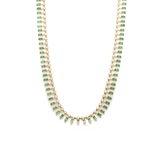 Necklace 16" / Yellow Gold / 14K 14 & 18K Diamond & Emerald Dot-Dash Necklace, 4 x 2 (Medium)