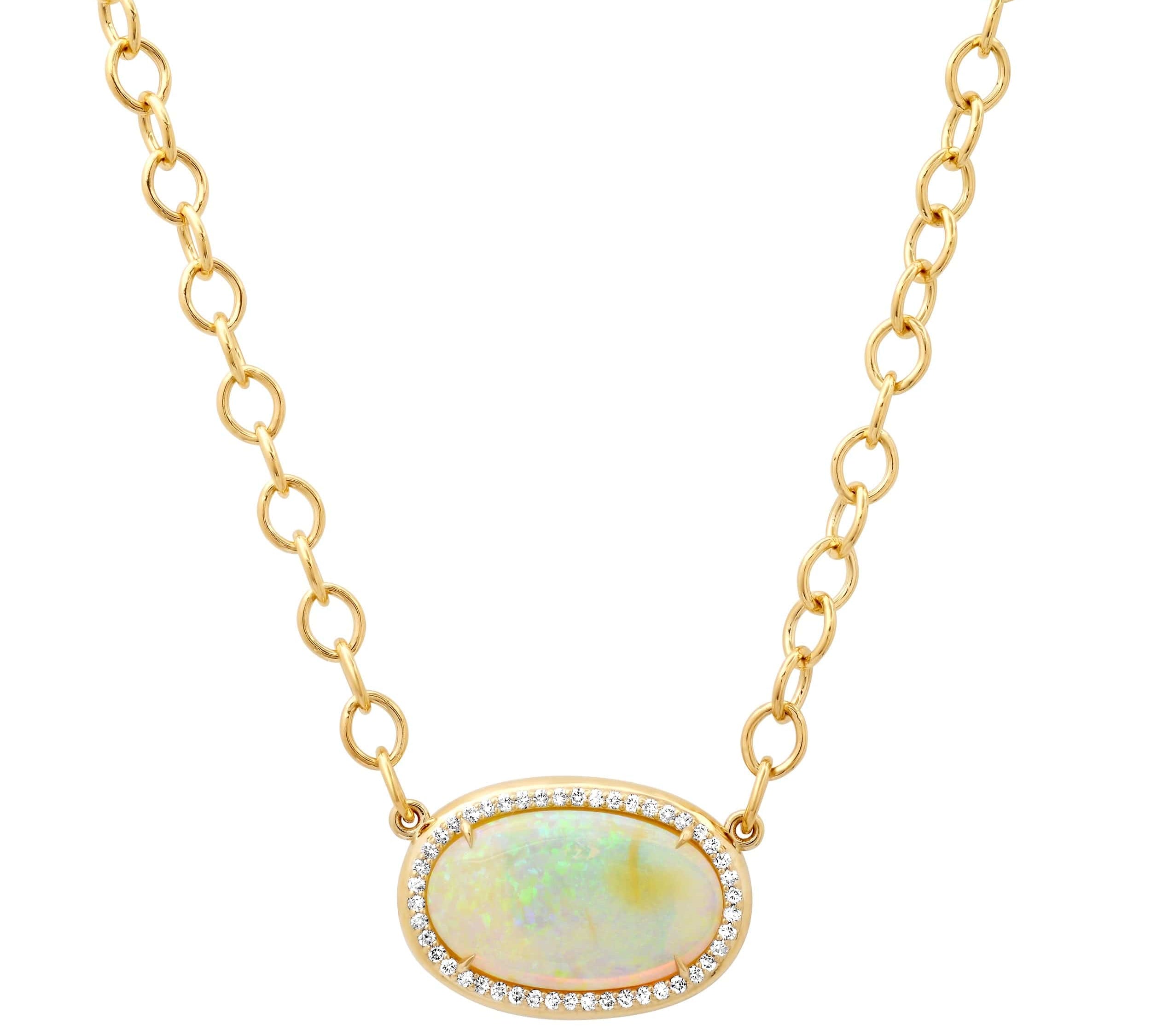 Necklace 16" / Yellow Gold / 14K 14K & 18K Opal & Diamond  Necklace