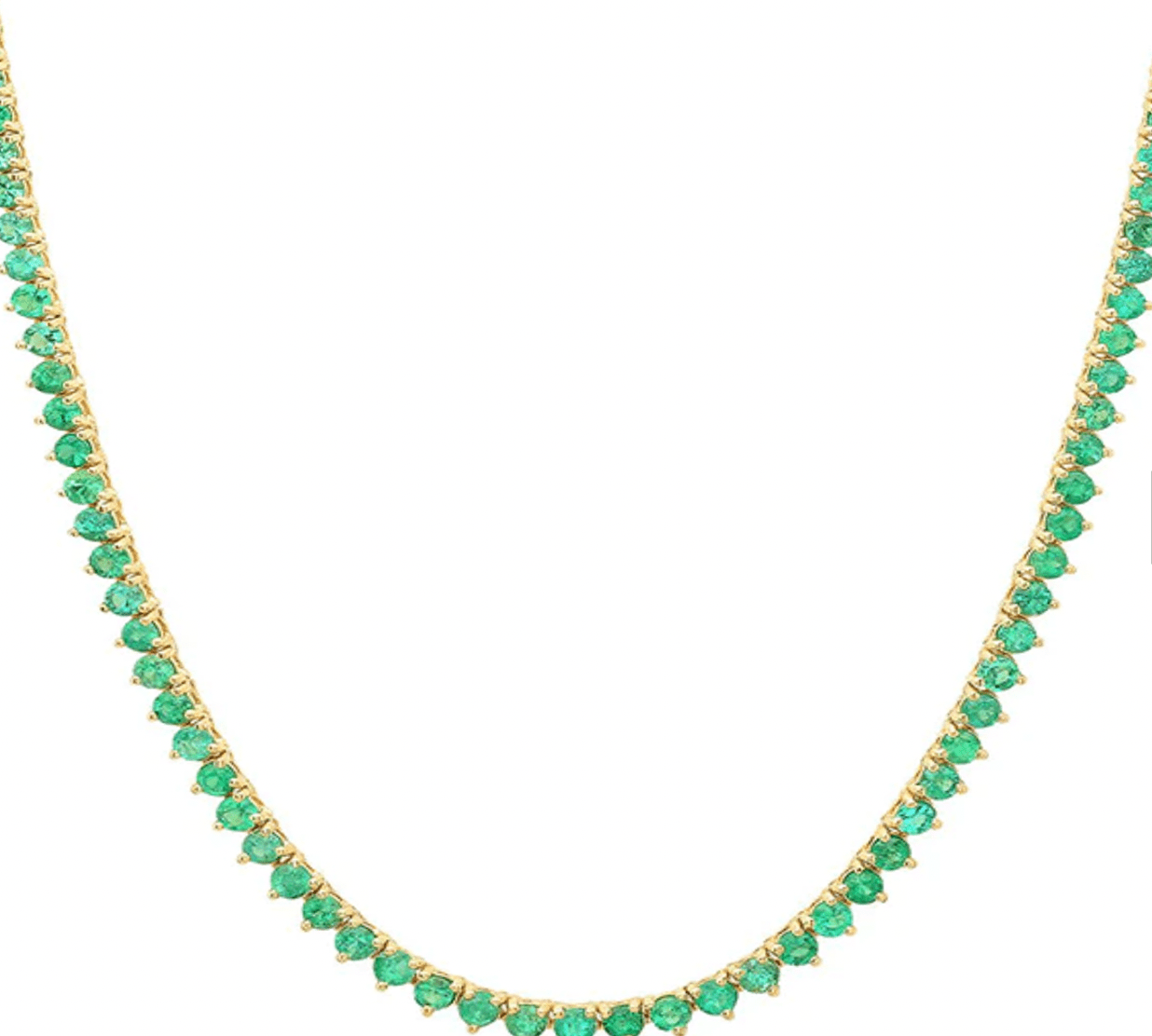 Necklace 16" / Yellow Gold / 14K Emerald Tennis Necklace 3-Prong