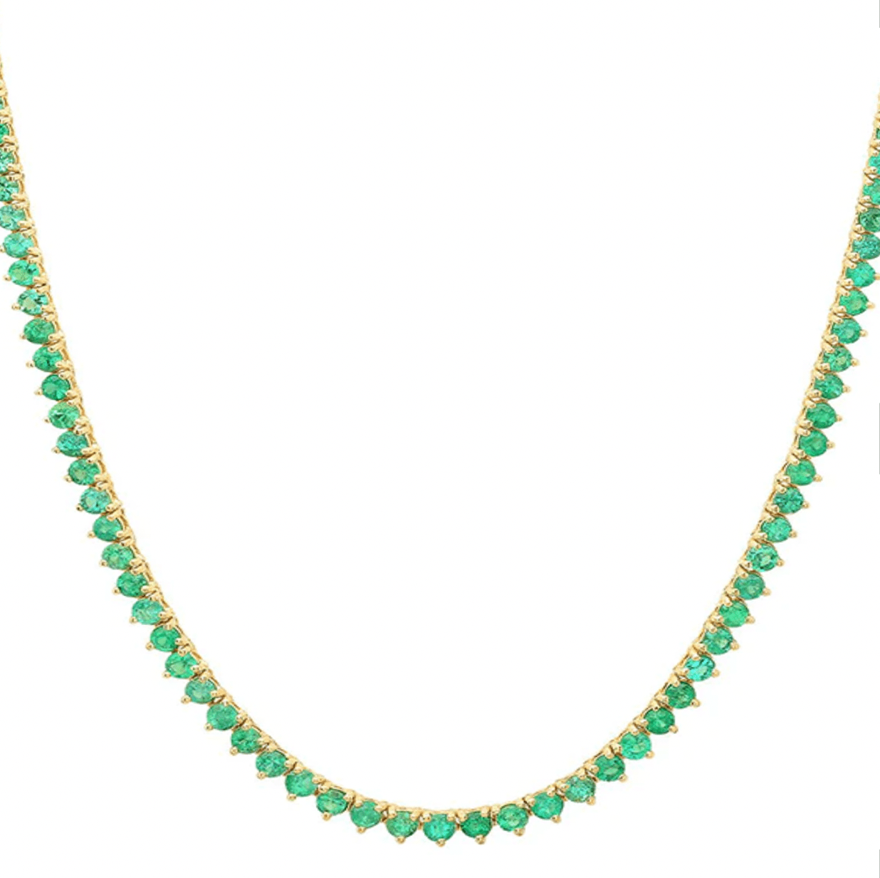 Necklace 16" / Yellow Gold / 14K Emerald Tennis Necklace 3-Prong