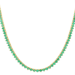 Necklace 16" / Yellow Gold / 14K Emerald Tennis Necklace 3-Prong