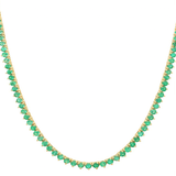 Necklace 16" / Yellow Gold / 14K Emerald Tennis Necklace 3-Prong