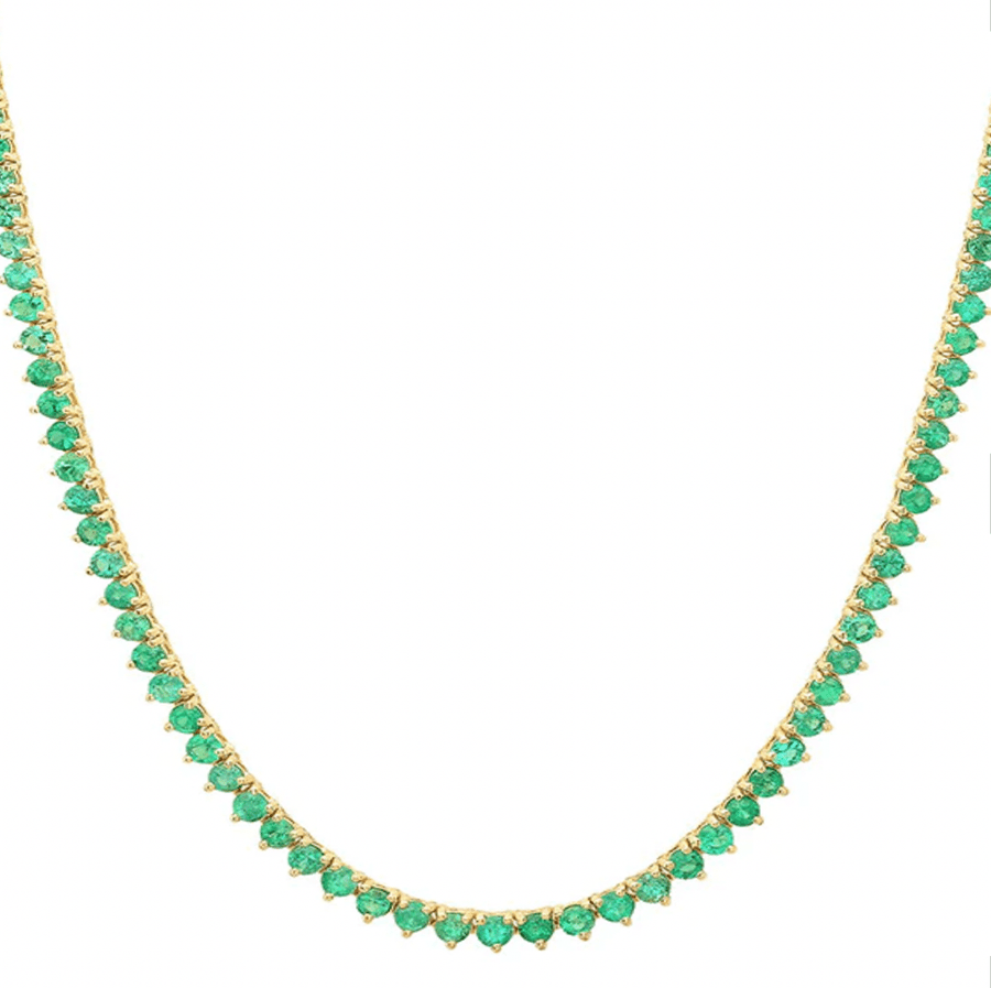 Necklace 16" / Yellow Gold / 14K Emerald Tennis Necklace 3-Prong