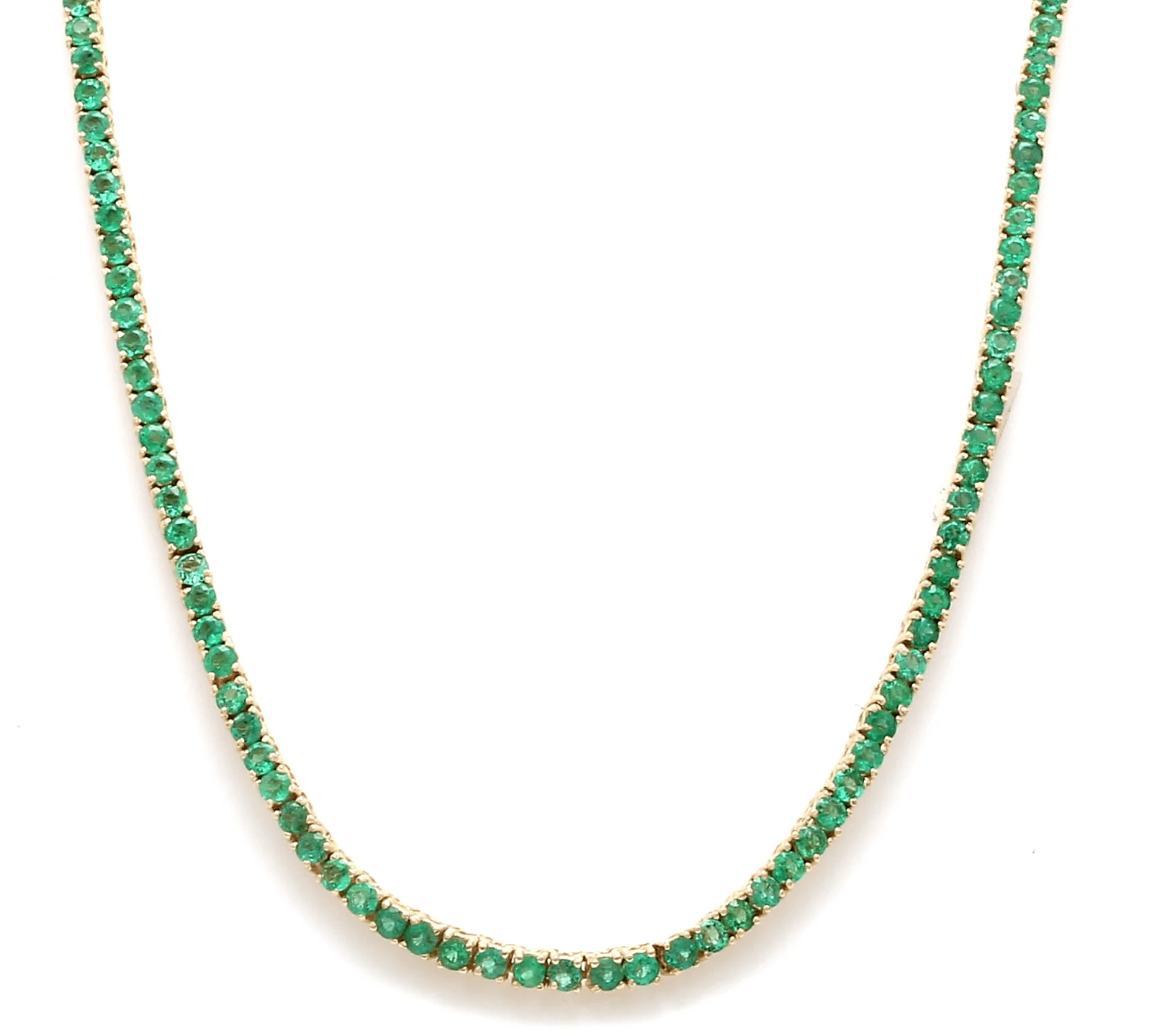 Necklace 16" / Yellow Gold / 14K Emerald Tennis Necklace 4-Prong