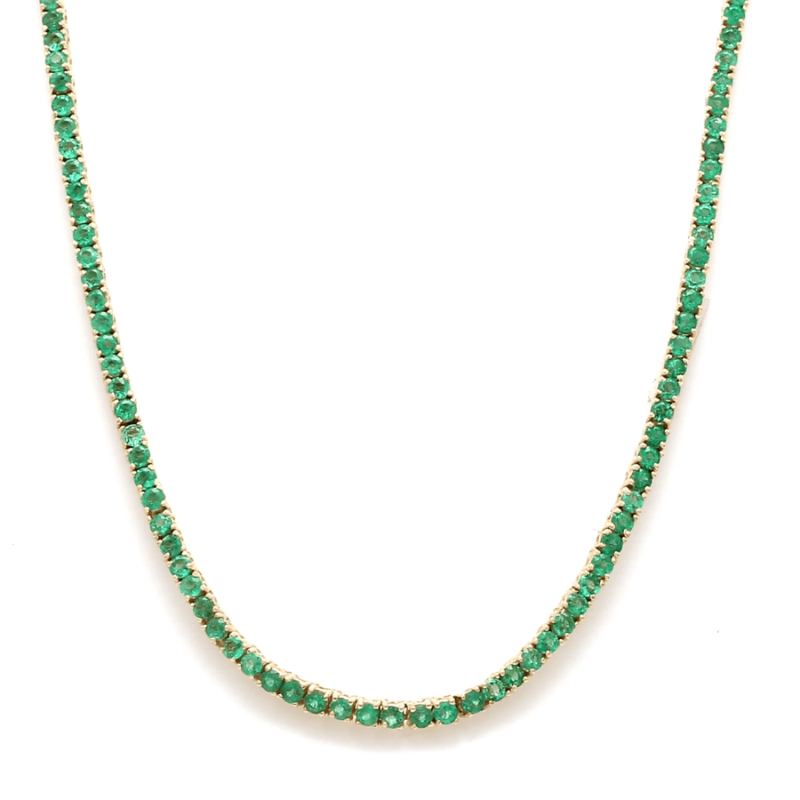 Necklace 16" / Yellow Gold / 14K Emerald Tennis Necklace 4-Prong
