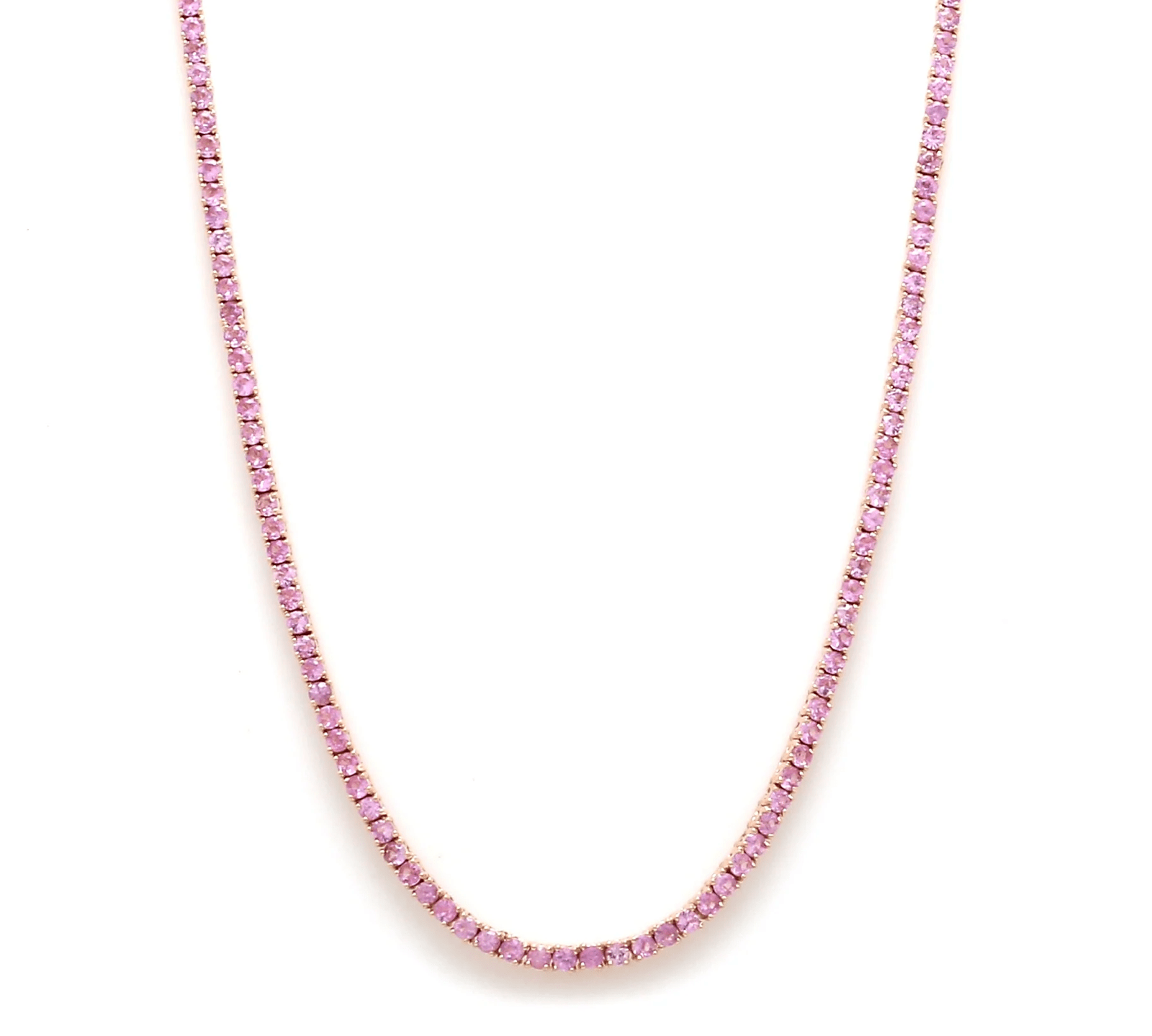 Necklace 16" / Yellow Gold / 14K Pink Sapphire Tennis Necklace 4-Prong