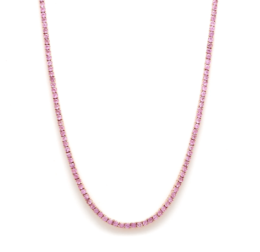 Necklace 16" / Yellow Gold / 14K Pink Sapphire Tennis Necklace 4-Prong