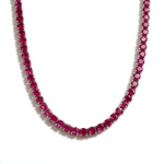 Necklace 16" / Yellow Gold / 14K Ruby Tennis Necklace 4-Prong, 10+ carats