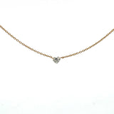 Necklace 16" / Yellow Gold / 18K 18K Gold Diamond Heart invisible Set Drilled Diamond and Chain Necklace