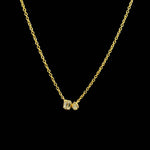 Necklace 18K Gold Bezel Set Emerald Cut And  Pear Shape Diamonds On Chain Necklace